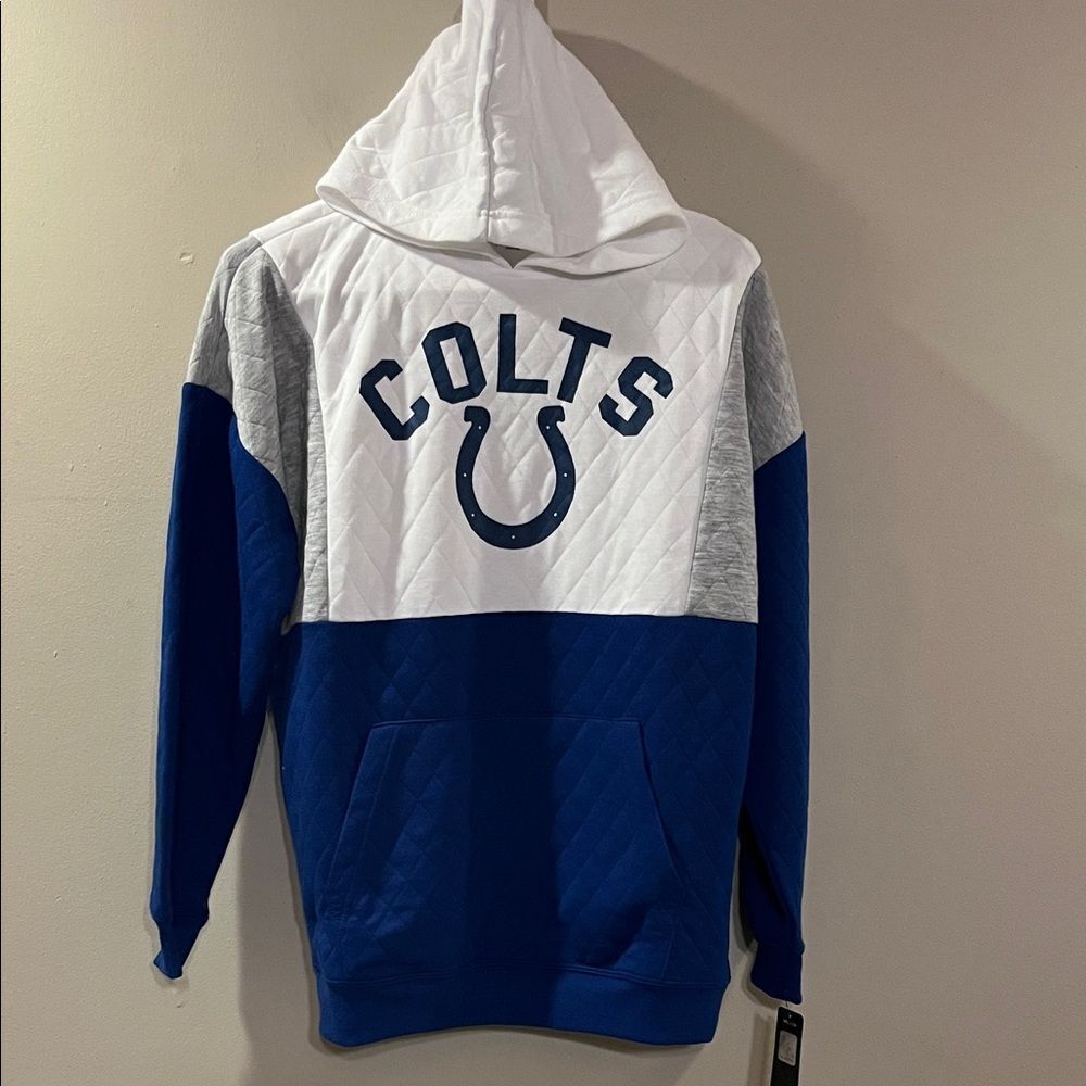 NWT NFL Quilted Colts Blue, White, and Gray Hoodie